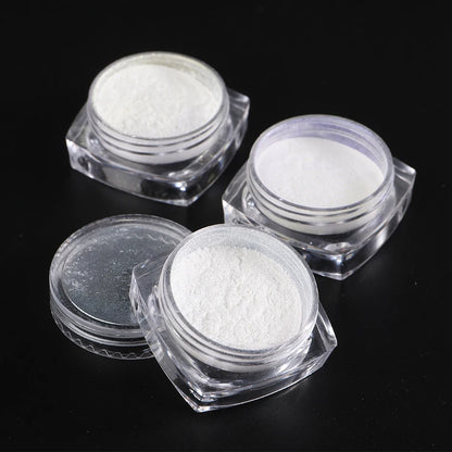 Moonlight Pearl White Nails Glitter Dust Chrome Aurora White Rubbing on Powder Shell Mirror Pigment Nail Art Supplies Decoration