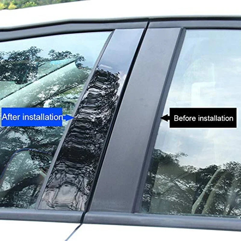 1Set Black Car Door Window Pillar Posts Molding Cover Trim Kit for BMW 5 Series F10 F11 F07 2010-2015 2016