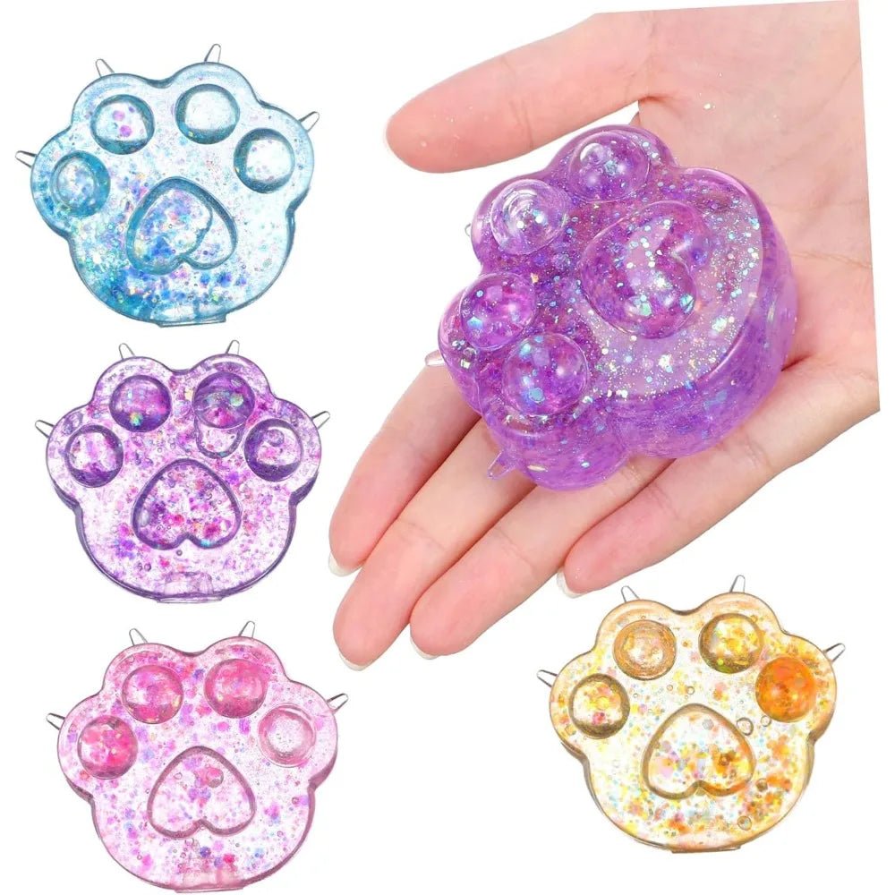 Squishy Sequin Maltose Cat Paw Slow Rebound Squeeze Toys Stress Relief Fidget Toys for Adults Decompression Sensory Toys