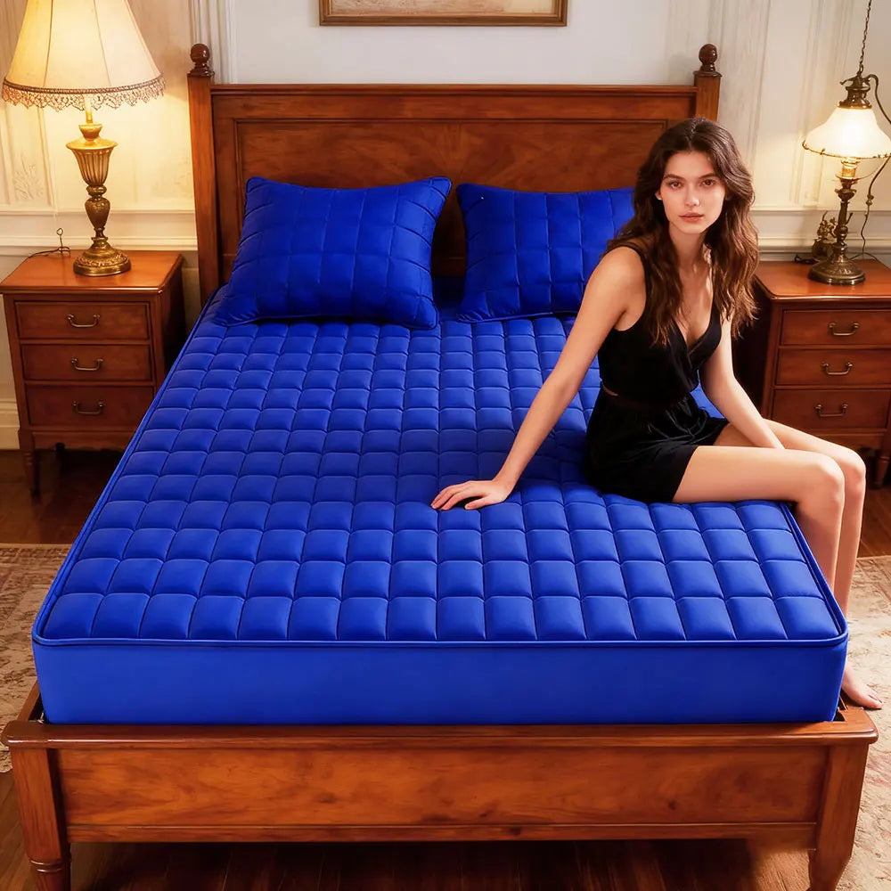 Waterproof Mattress Protector Premium - Quilted Polyester All-Season Cooling and Noiseless
