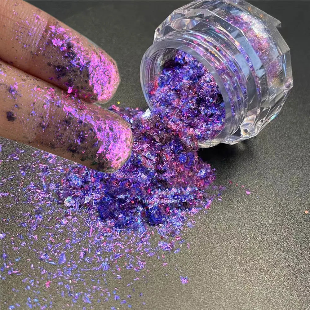 1jar Plating Aurora Chrome Nail Powder High-Gloss Moonlight Mirror Fine Glitter Pigment Aurora Pearl  Rubbing Dust Chrome Nails