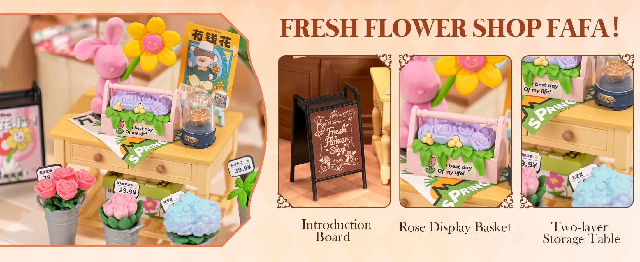 Robotime Rolife Super Creator Tasty Cake Shop DIY Miniature Dollhouse Building Blocks Gift for Kids