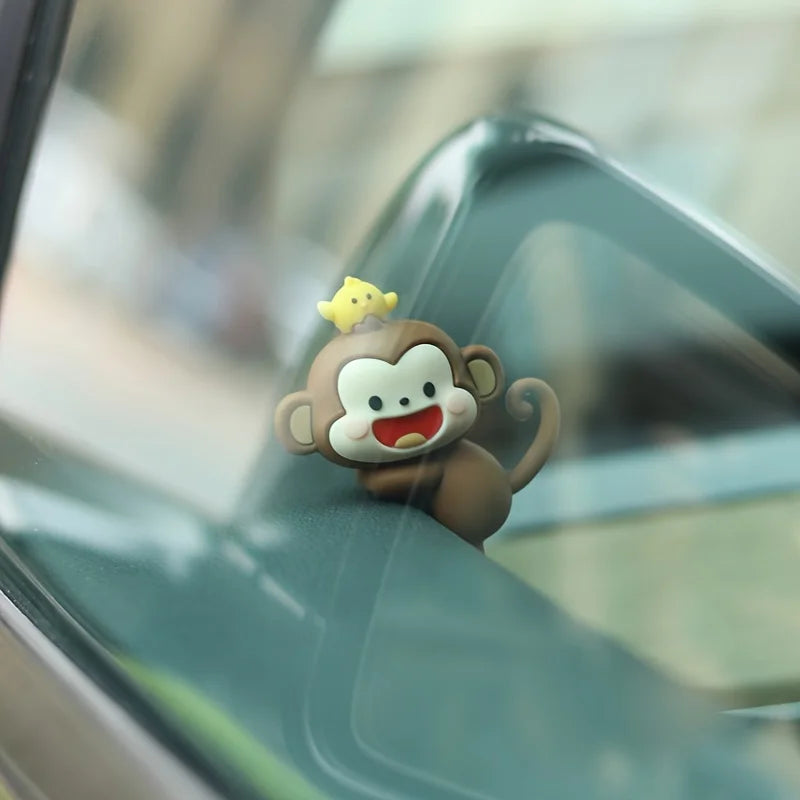 1/2pcs Cute Mini Monkey Car Pendant - PVC material, suitable for rearview mirror and dashboard decoration