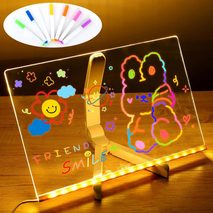 DIY LED Note Board Night Light Colorful 7 Pens Acrylic Message Drawing Board Kids Birthday Gift