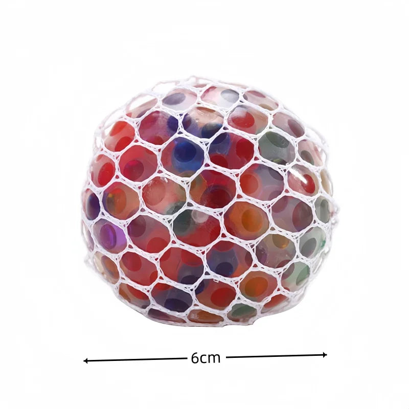 Rainbow Bead Mesh Squish Grape Ball TPR Soft Pinch Stress Relief Vent Toy Portable Pocket Anti-Anxiety Adult Relax Fidget Gift