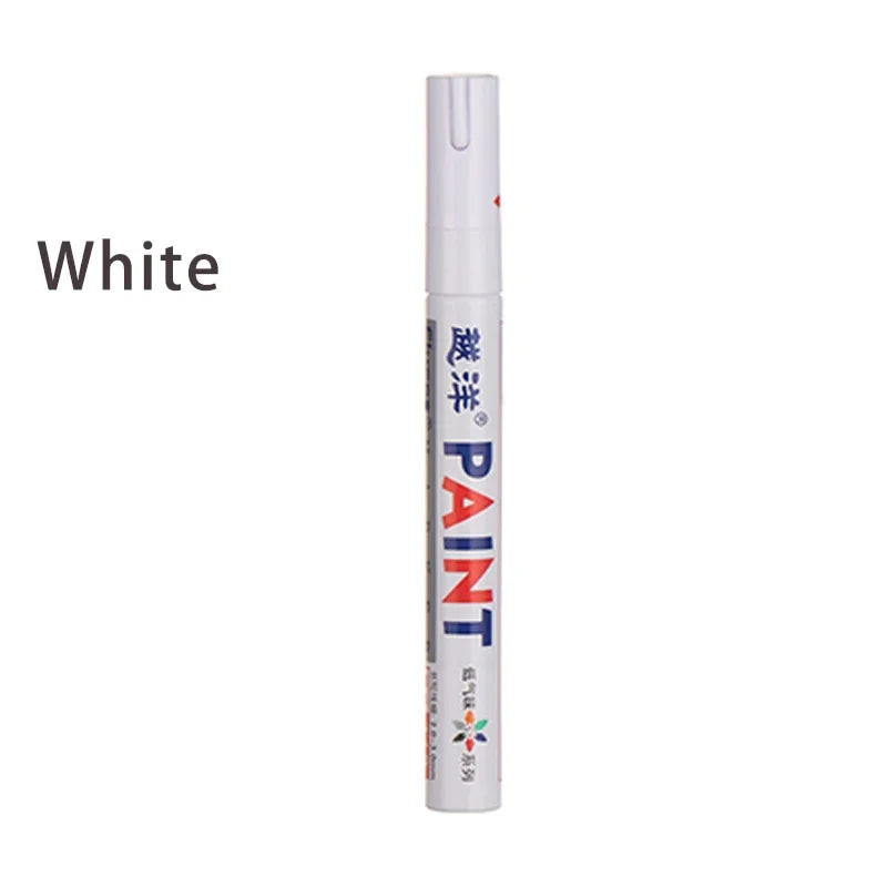 Car Paint Scratches Repair Brush Pen Waterproof Water Paint Marker Pen Car Tire Tread Care Automotive Black White Red Silver