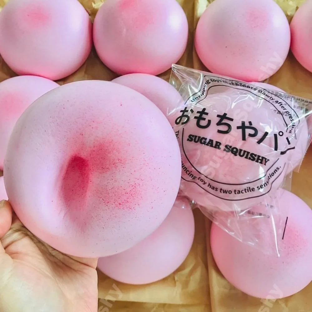Squishy Simulated Pink Buns Squeeze Toy Soft Stress Relief Slow Rising Sensory Fidget for Anxiety ADHD Autism Gifts for Kids