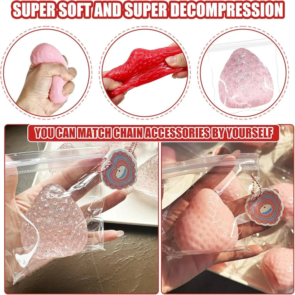 1pcs Taba Squishies Strawberry Fruit Squeeze Toys Kawaii Sticky Stress Fidget Toy Gift Perfect Desk Accessory for Kids Adults
