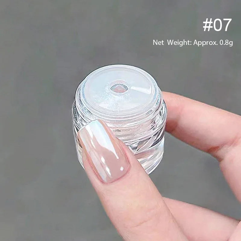 1jar Plating Aurora Chrome Nail Powder High-Gloss Moonlight Mirror Fine Glitter Pigment Aurora Pearl  Rubbing Dust Chrome Nails
