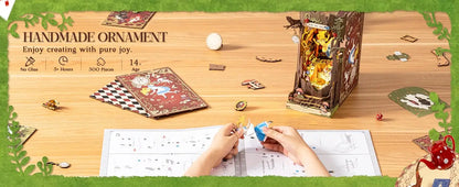 Robotime Book Nook Kit Fall into Wonder DIY Miniature Bookshelf Insert with Lights 3D Puzzle Gift