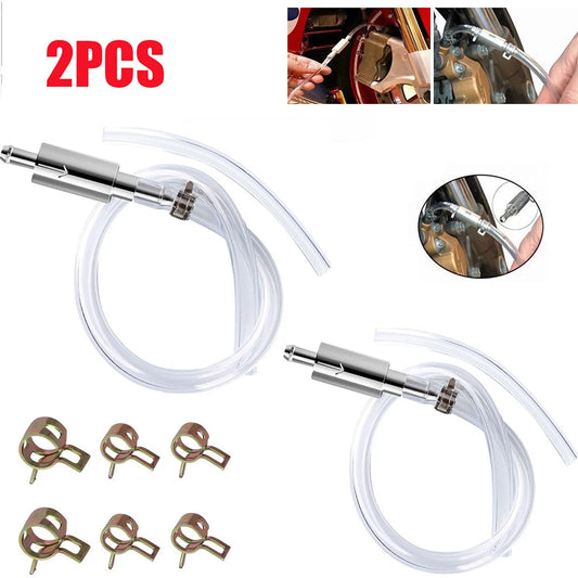 2Pcs Car Clutch Brake Bleeder Hose Hydraulic Clutch One Way Valve Tube Bleeding Tool Replacement Adapter Kit Auto Accessories