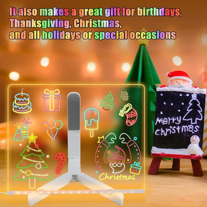 DIY LED Note Board Night Light Colorful 7 Pens Acrylic Message Drawing Board Kids Birthday Gift