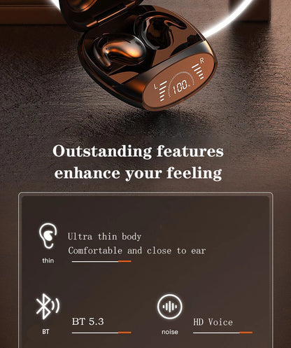 SK Sleep Headphones Bluetooth 5.3 Ultra-Thin Invisible Wireless Earbuds Waterproof Sport Button Control