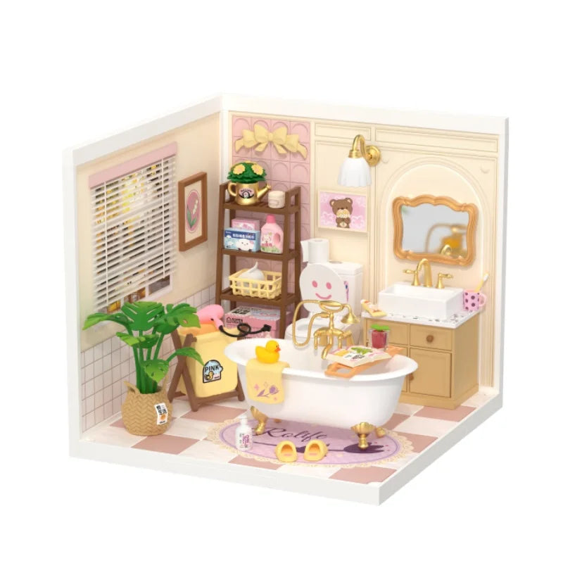 Robotime DIY Miniature Dollhouse Kit Supply Store with LED Lights Birthday Gift Adults Teens