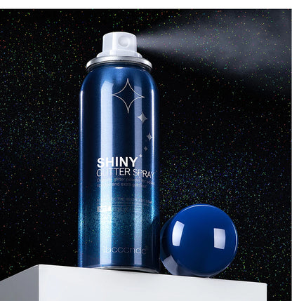 60ml Shiny Silver Glitter Spray High Gloss Glitter Powder Spray Waterproof Shiny Powder Makeup for Body Face Highlight Makeup