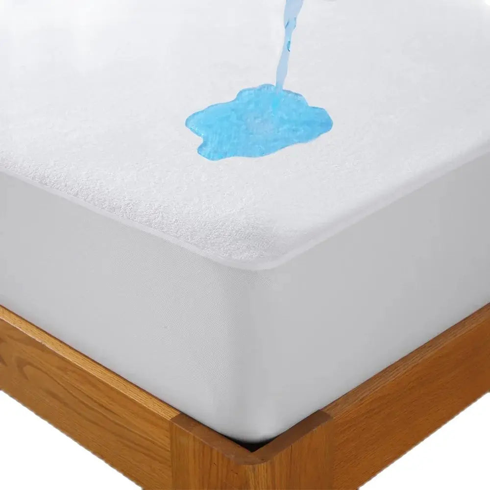 1pc Soft Terry Cloth Waterproof Elastic Fitted Sheet, Breathable Terry Mattress Protector Knitted Bed Cover with Deep Pocket