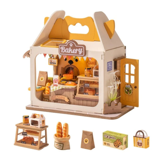 Robotime Rolife Food Box Shop DIY Miniature Dollhouse Kit with LED Diorama Building Set Gift Adults