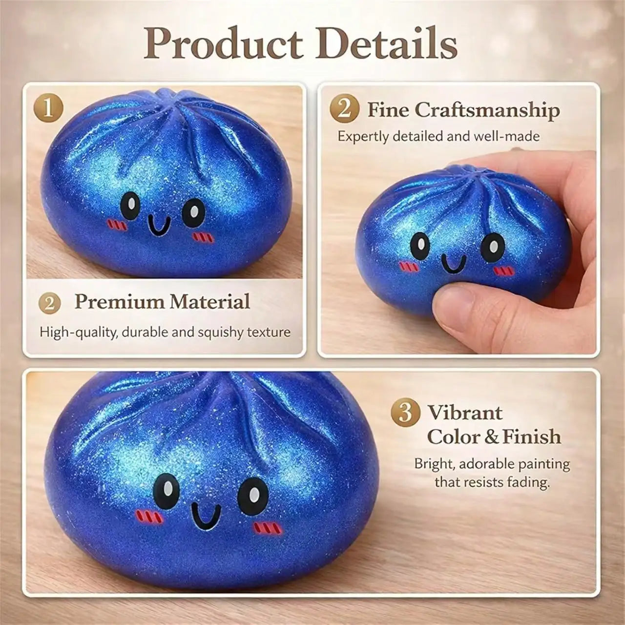 Glitter Filled Transparent Squeeze Bun, Soft Flexible Squishy Toy For Teens & Adults