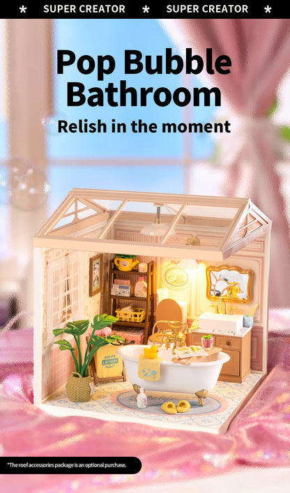 Robotime DIY Miniature Dollhouse Kit Supply Store with LED Lights Birthday Gift Adults Teens