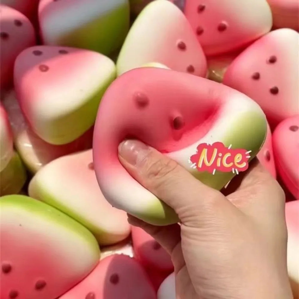 Relaxing Toy Summer Watermelon Slow Rising Squishy Toy, Cute Fruit Shape Stress Relief Decompression Toy for Back to School Season, Soft Squeeze Anxiety Release Gadget for Adults