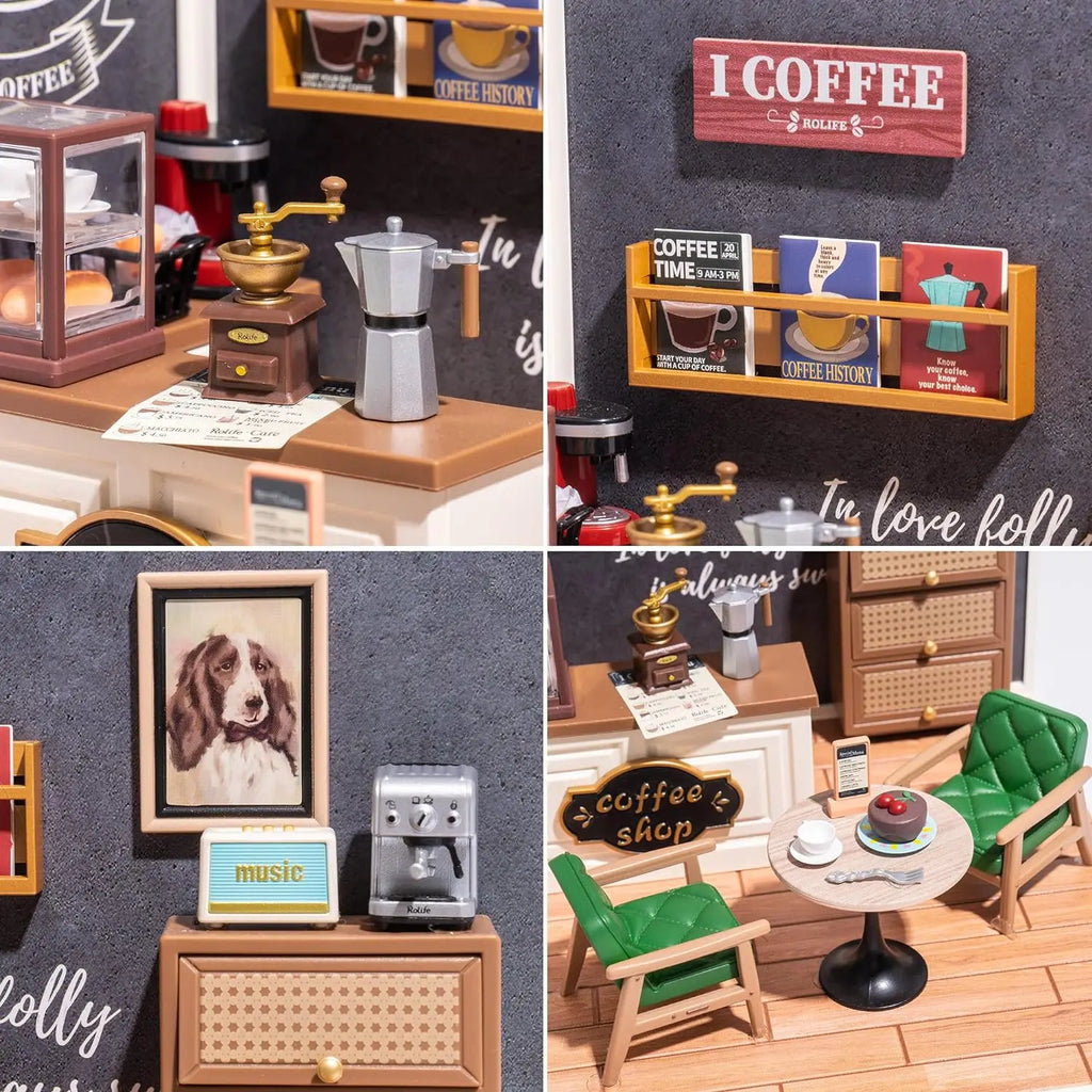 Robotime Mini Dollhouse Kit 1:20 Fruit Store Cafe with LED Lights DIY Gift for Teens Adults