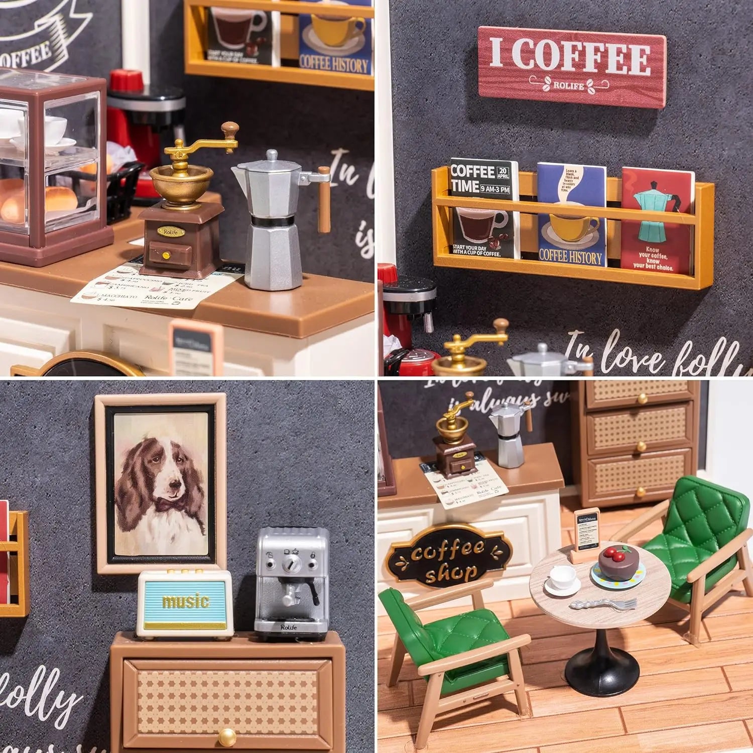Robotime Mini Dollhouse Kit 1:20 Fruit Store Cafe with LED Lights DIY Gift for Teens Adults