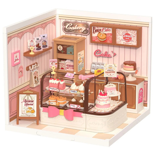 Robotime Rolife Super Creator Tasty Cake Shop DIY Miniature Dollhouse Building Blocks Gift for Kids