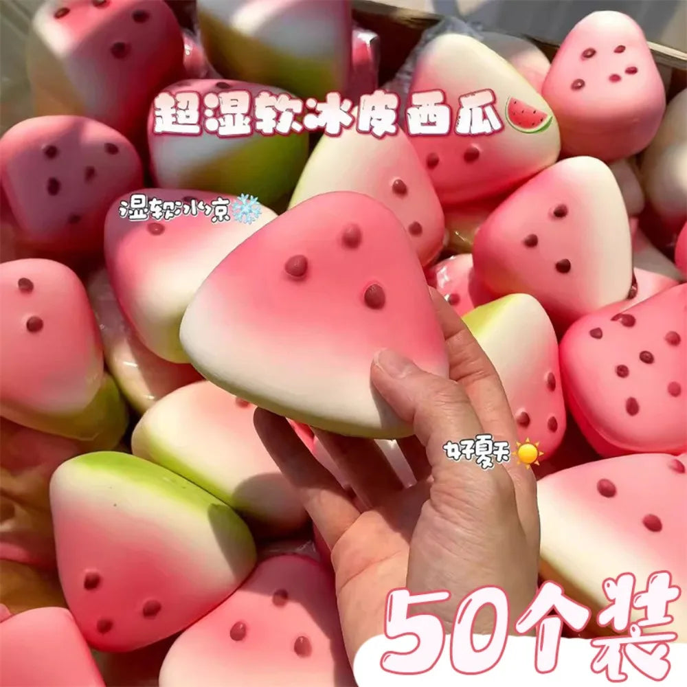 Relaxing Toy Summer Watermelon Slow Rising Squishy Toy, Cute Fruit Shape Stress Relief Decompression Toy for Back to School Season, Soft Squeeze Anxiety Release Gadget for Adults