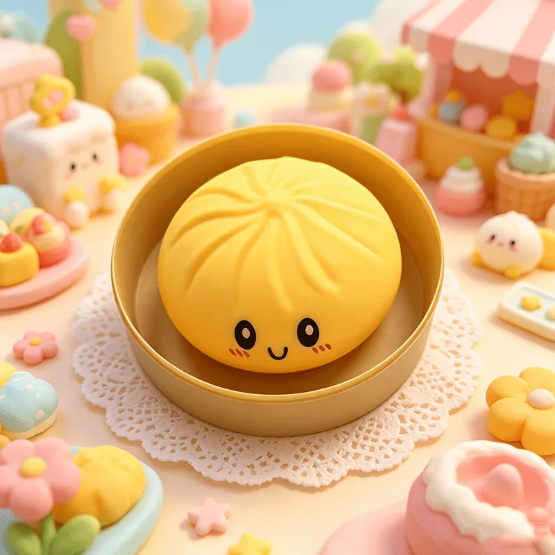 2026 New Style Simulated Super Soft Steamed Bun Gift Cute Squishy Squeeze Desk Decor for Anxiety Relief Fluffy Slow Rebound Squishies Pocket Stress Helper