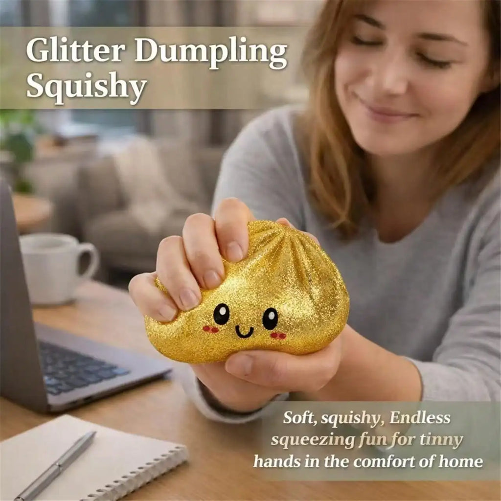Glitter Filled Transparent Squeeze Bun, Soft Flexible Squishy Toy For Teens & Adults