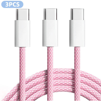 3-Pack 6FT USB-C Fast Charging Cable 60W Nylon Braided