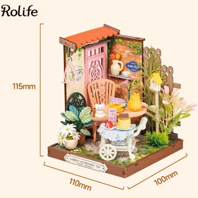 Robotime Rolife Miniature Dollhouse Kit for Kids Girls Wooden Toy Building Set Family Gift 4 Designs