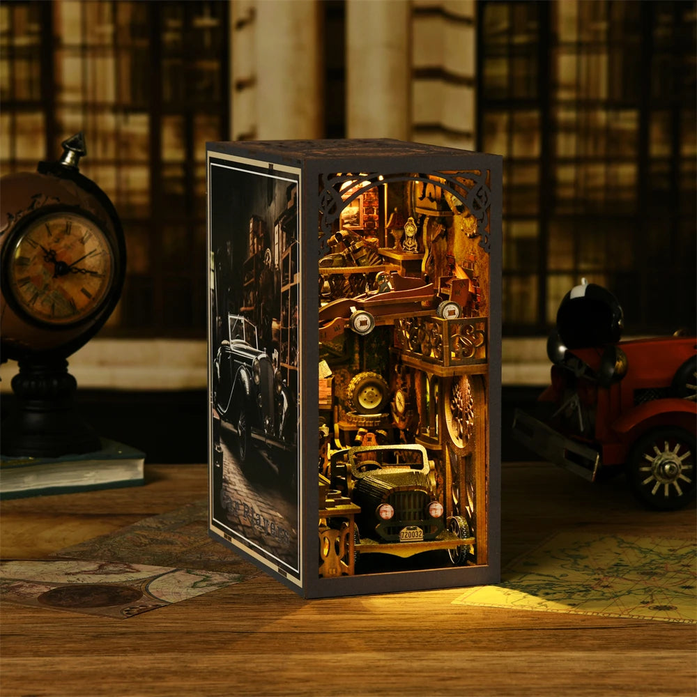 Robotime Book Nook Kit Classic Car F1 DIY Wooden Puzzle Bookshelf Insert Decor Gift Adults Teens