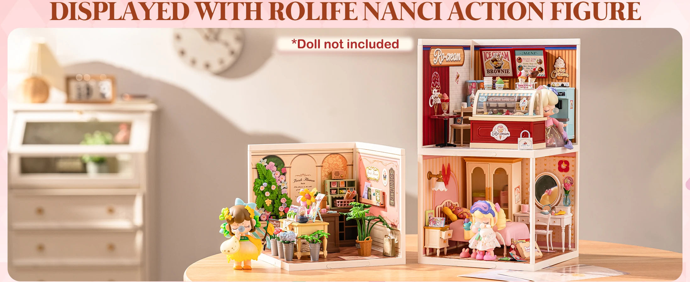 Robotime Rolife Super Creator Tasty Cake Shop DIY Miniature Dollhouse Building Blocks Gift for Kids