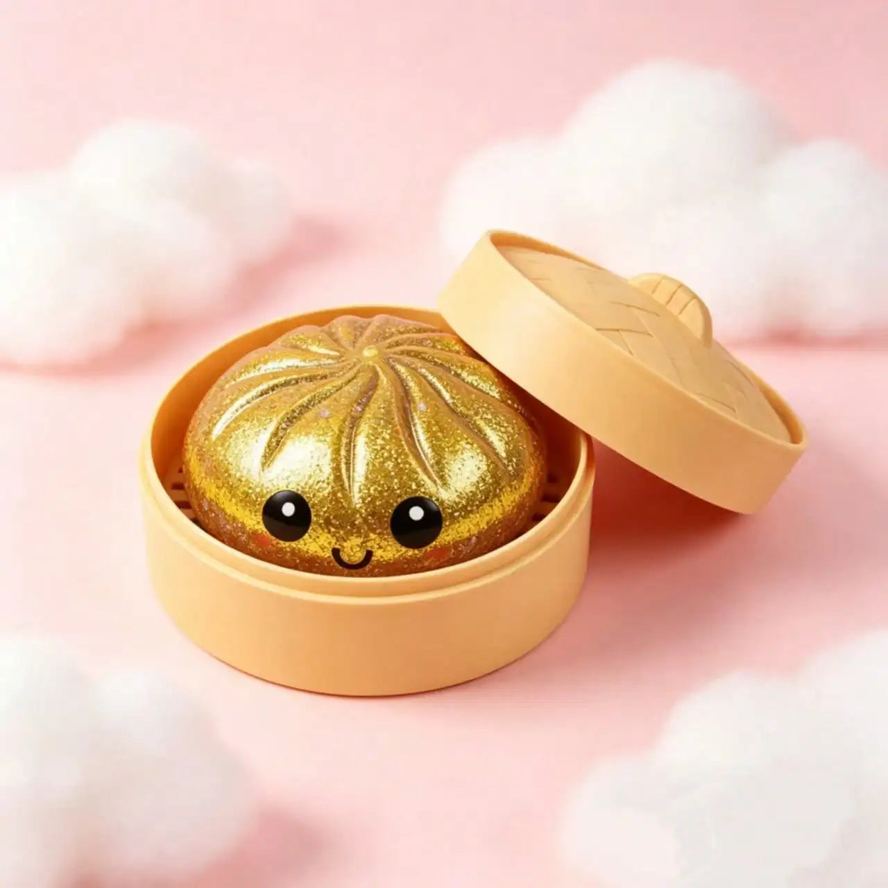 Glitter Filled Transparent Squeeze Bun, Soft Flexible Squishy Toy For Teens & Adults