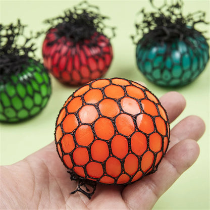 Colorful Mesh Grape Squeeze Balls Rainbow Squishy Ball Sensory Stress Ball Fidget Toys for Stress Relief Office Birthday Gift