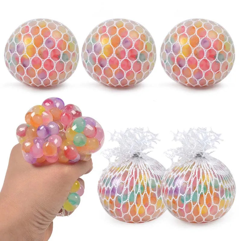 Mesh Ball Stress Relief Toy Multicolor Pressure Reducing Ball Squeeze Toy Anti Anxiety Fidget Toy For Adults Decompression Toys
