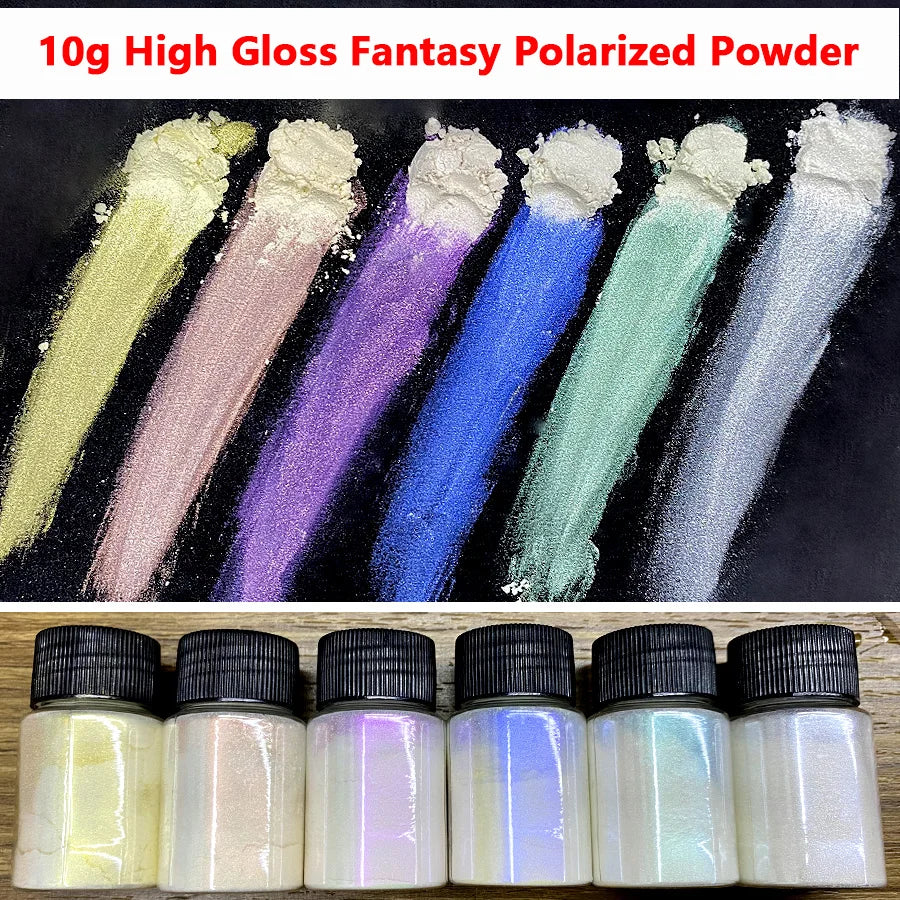 6Pcs/Set Aurora Mermaid Nail Art Powder High-Gloss Polarized White Pearl Chrome Pigment Chameleon Manicure Rubbing Mica Dust *&