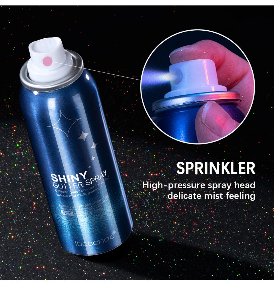 60ml Shiny Silver Glitter Spray High Gloss Glitter Powder Spray Waterproof Shiny Powder Makeup for Body Face Highlight Makeup
