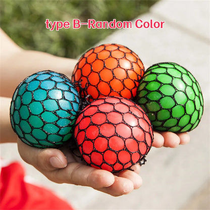 Colorful Mesh Grape Squeeze Balls Rainbow Squishy Ball Sensory Stress Ball Fidget Toys for Stress Relief Office Birthday Gift
