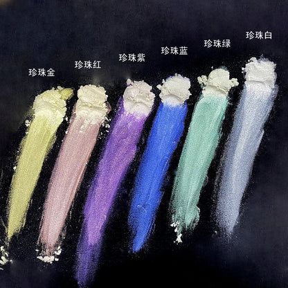 6Pcs/Set Aurora Mermaid Nail Art Powder High-Gloss Polarized White Pearl Chrome Pigment Chameleon Manicure Rubbing Mica Dust *&
