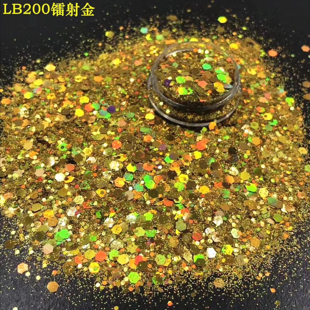 24 Colors Holographic Chunky Glitter 24 Colors Total Laser Nail Glitter Flakes Chunky Holographic Laser Nail Glitter