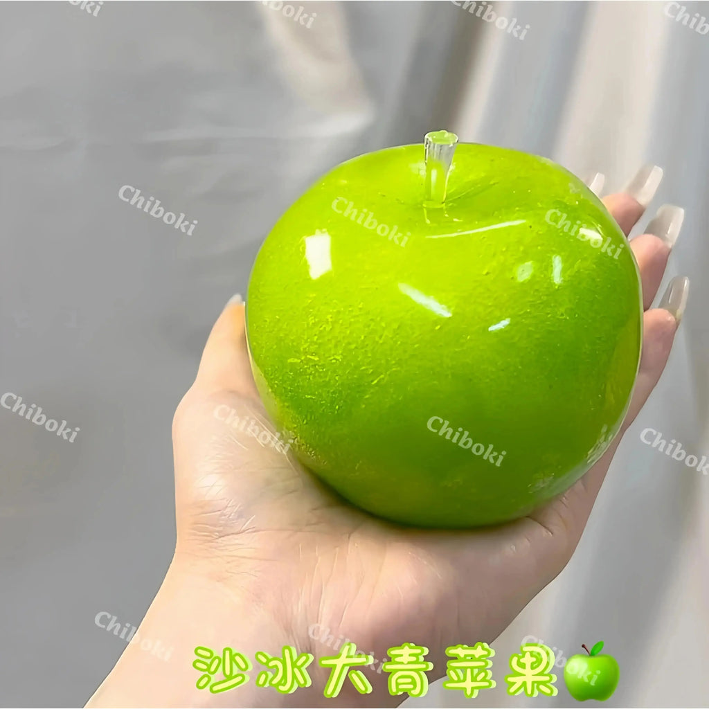 Green Apple Slushie Squishy Fidget Toy Crunchy Moldable Non-Bounce Sensory Stress Reliever Medium Grip Strength Slow Rising Gift