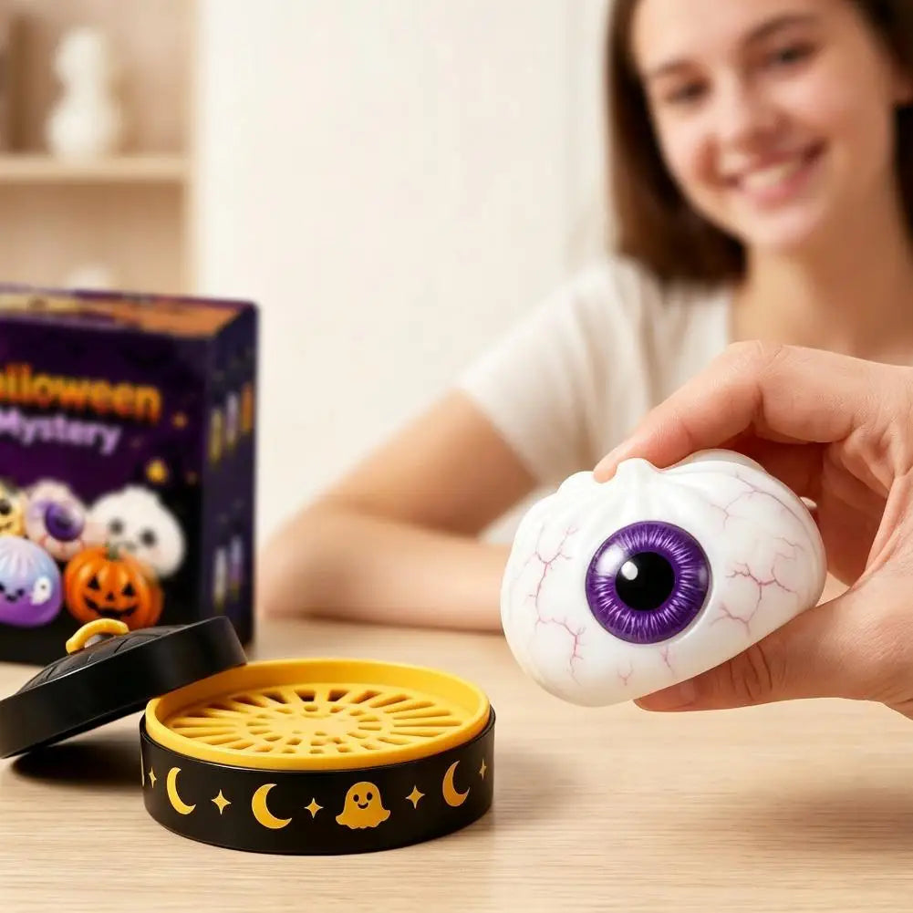 5.5 cm Halloween Dumpling Squishy Toy in Steamer, Slow-Rising Squeeze Toy