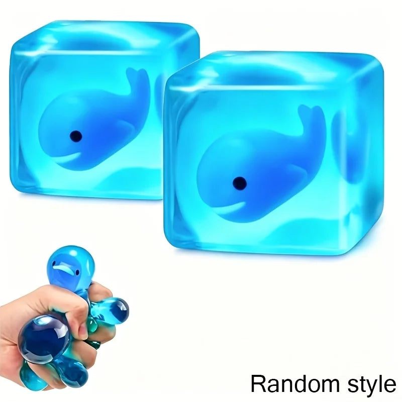 Squishy Ocean Cube | Fun blue slow-rising squishy toys, school rewards, squeezeable for stress relief, portable relaxing fidget squeezers, ideal for Easter, Valentine's Day and Christmas; random colors and styles