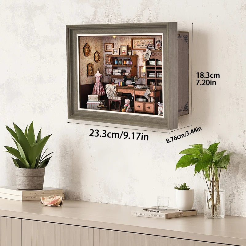 Robotime Book Nook Kit Tailor's Shop DIY Wooden Puzzle Bookshelf Insert Decor Gift for Adults Teens