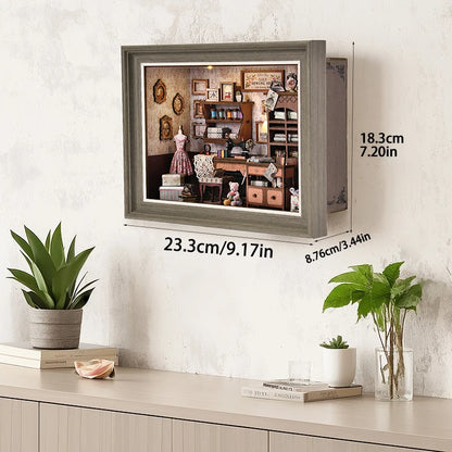 Robotime Book Nook Kit Tailor's Shop DIY Wooden Puzzle Bookshelf Insert Decor Gift for Adults Teens