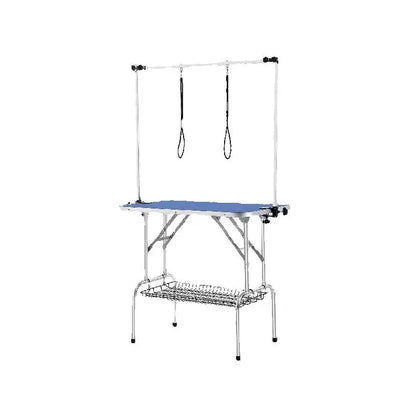 SucceBuy Pet Grooming Table Two Arms with Clamp Dog Station Foldable Pets Stand for Medium Small Dogs with Grooming Loop
