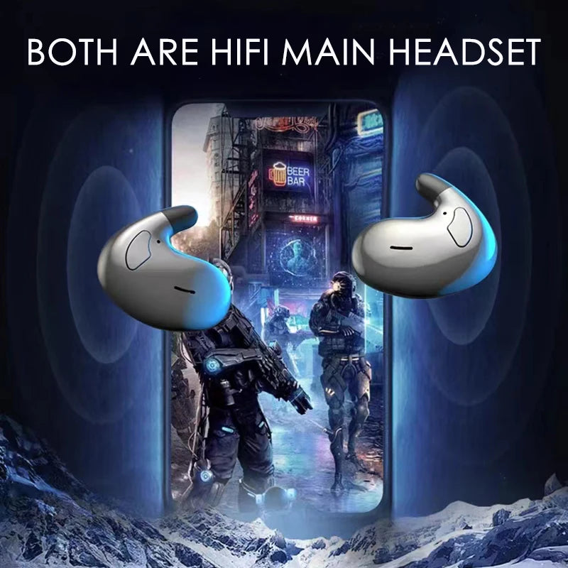SK Sleep Headphones Bluetooth 5.3 Ultra-Thin Invisible Wireless Earbuds Waterproof Sport Button Control