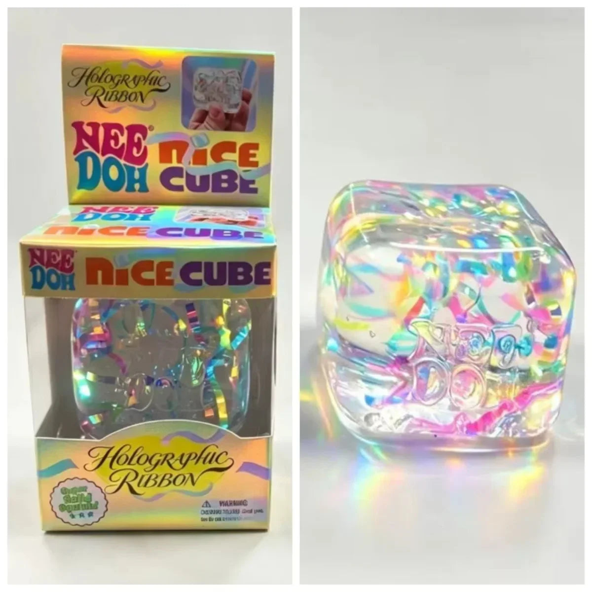 Holographic Ribbon Squishy Fidget Toy, Squeeze, Knead & Stretch, 1 Piece